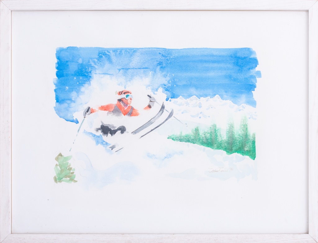 Appraisal: BERNARD ECKSTEIN VINTAGE SKI WATERCOLOR ON PAPER Bernard Eckstein American