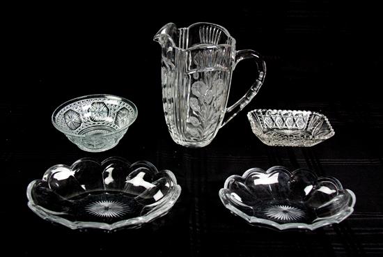 Appraisal: Sale Lot Five Cut and Molded Glass Decorative Articles comprising