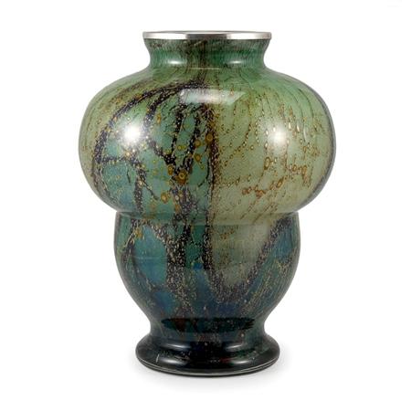 Appraisal: Art Deco Style Metal Mounted Glass Vase Estimate -