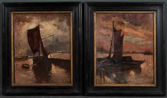 Appraisal: J Bock late th early th century Ships in the