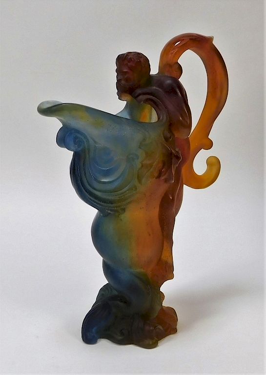 Appraisal: Daum France Pate de Verre Art Glass Figural Ewer France