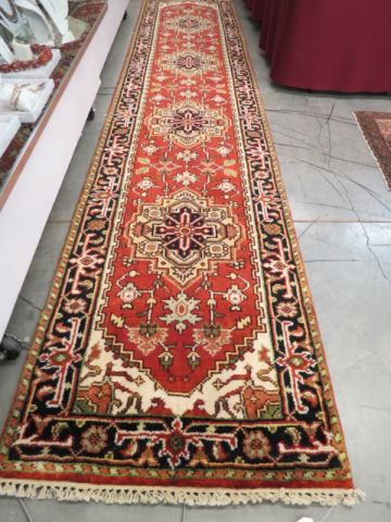 Appraisal: Heriz Persian Handmade Runner four medallions and flowering vine on