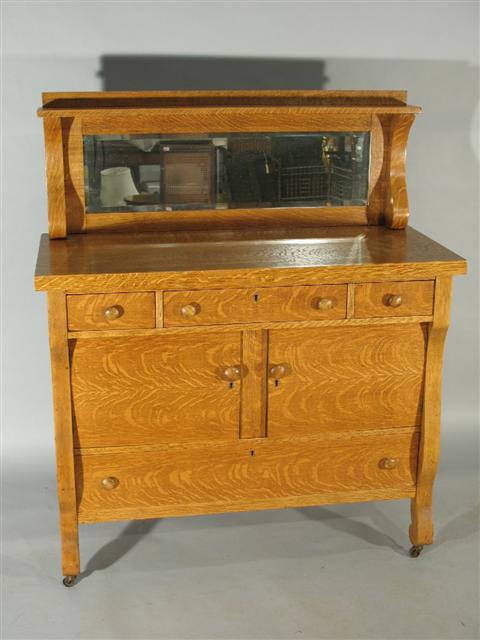 Appraisal: AMERICAN GOLDEN OAK DRESSER WITH MIRROR h w d in