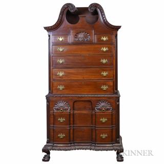 Appraisal: Chippendale-style Carved Mahogany Chest-on-chest ht wd dp in Estimate -