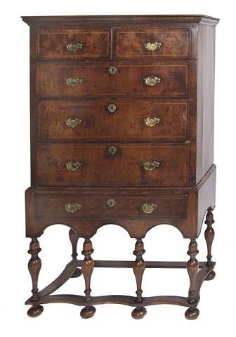 Appraisal: AN TH CENTURY WALNUT CHEST on a later stand constructed