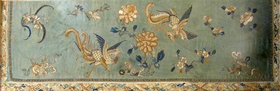 Appraisal: th century Chinese silk panel decorated with dragons fragment h