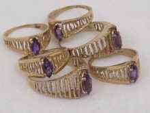 Appraisal: Six hallmarked carat gold rings each set with a single