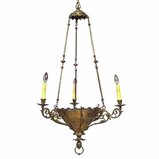 Appraisal: A French Gothic Revival Brass Chandelier circa having a ceiling