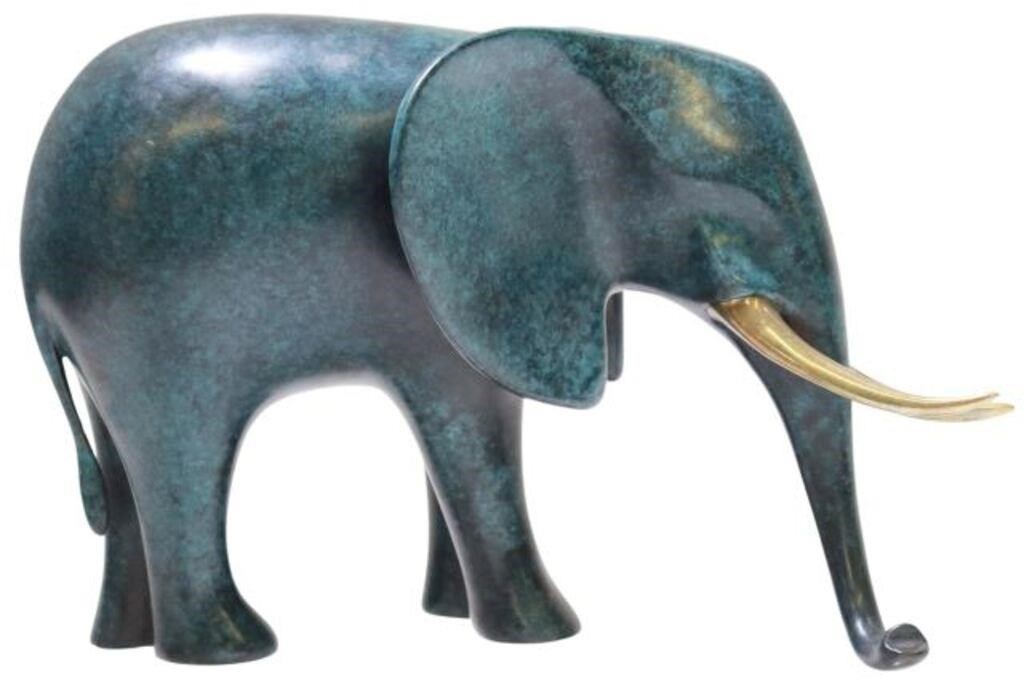 Appraisal: Patinated bronze sculpture Blue Elephant incised underneath copyright Loet Loet