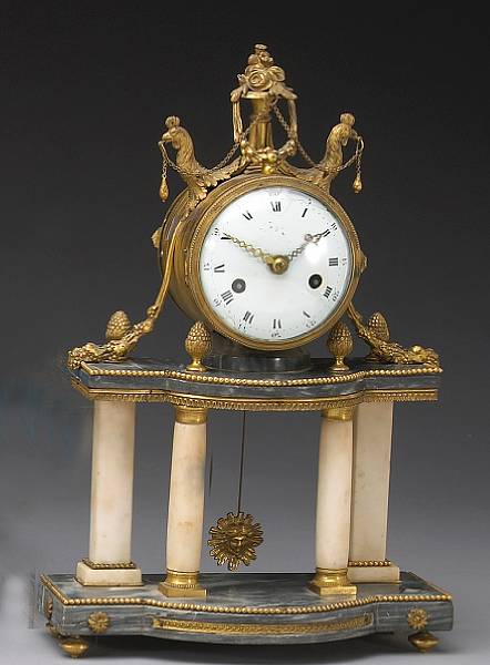 Appraisal: A Louis XVI gilt bronze white and grey marble portico