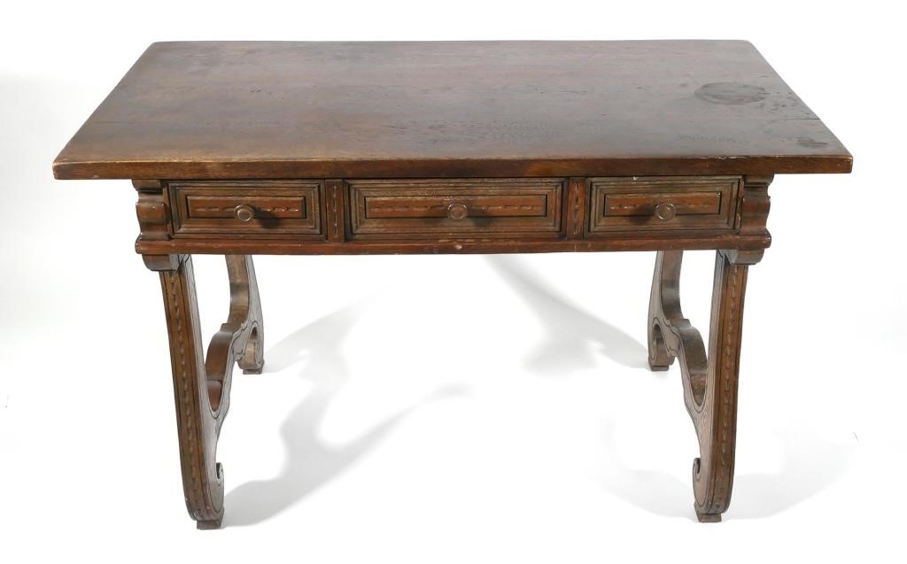 Appraisal: Antique pine hand carved desk made by The Granada Shops