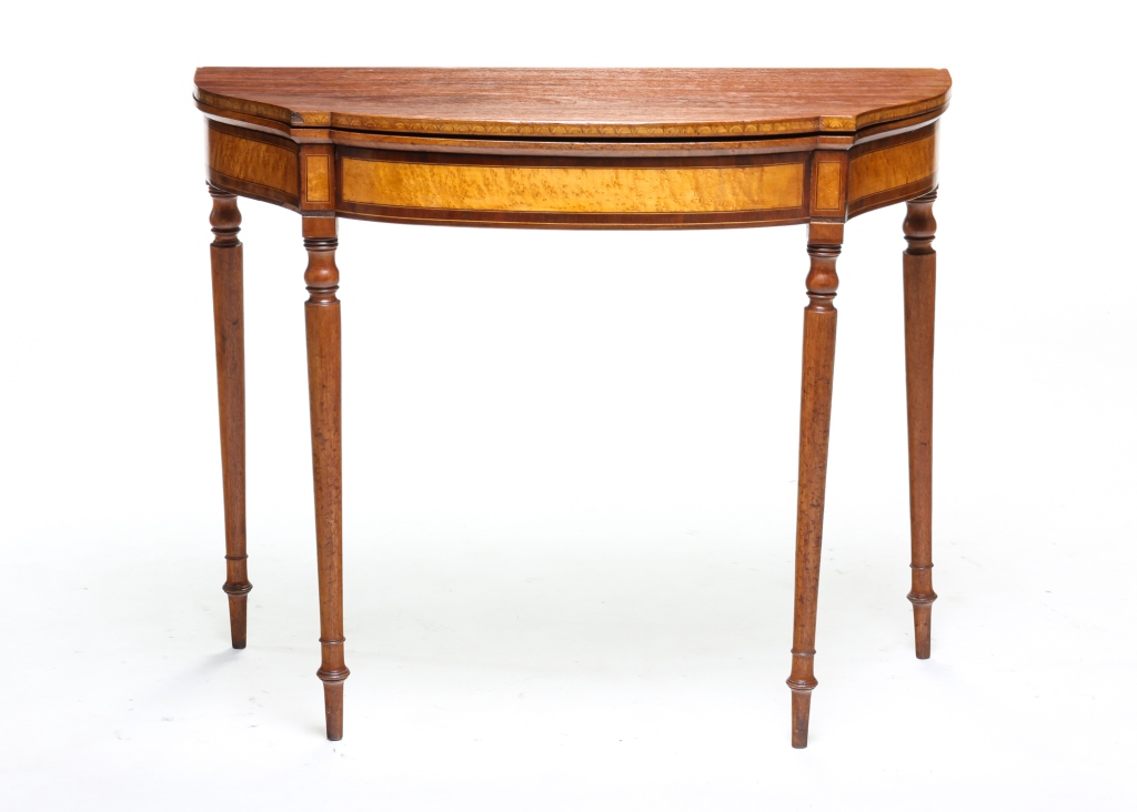 Appraisal: AMERICAN SHERATON GAME TABLE Ca s mixed woods including mahogany