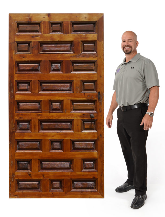 Appraisal: CARVED SPANISH COLONIAL STYLE DOOR With iron latch missing hinges