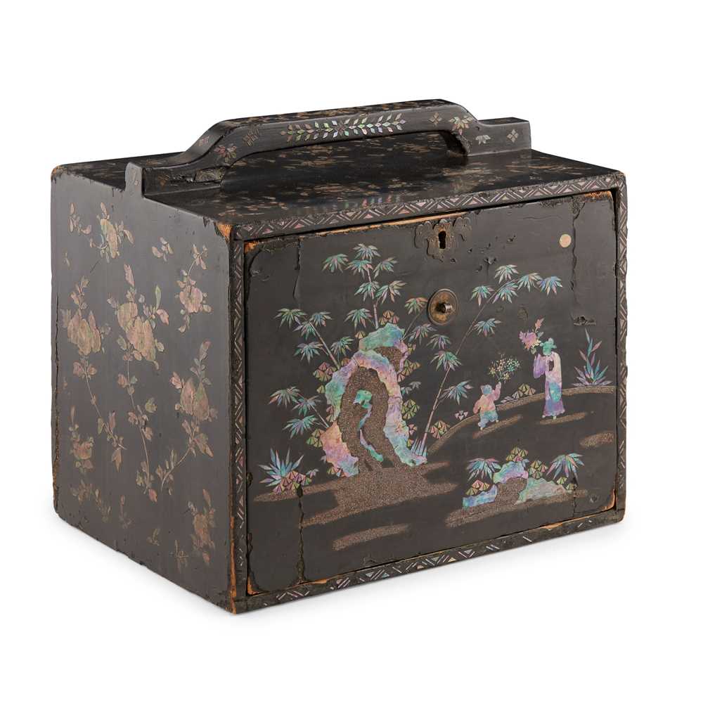 Appraisal: MOTHER-OF-PEARL INLAID BLACK LACQUER CHEST LATE QING DYNASTY-REPUBLIC PERIOD TH-