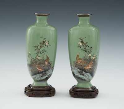 Appraisal: A Pair of Miniature Cloisonne Vases in the Style of