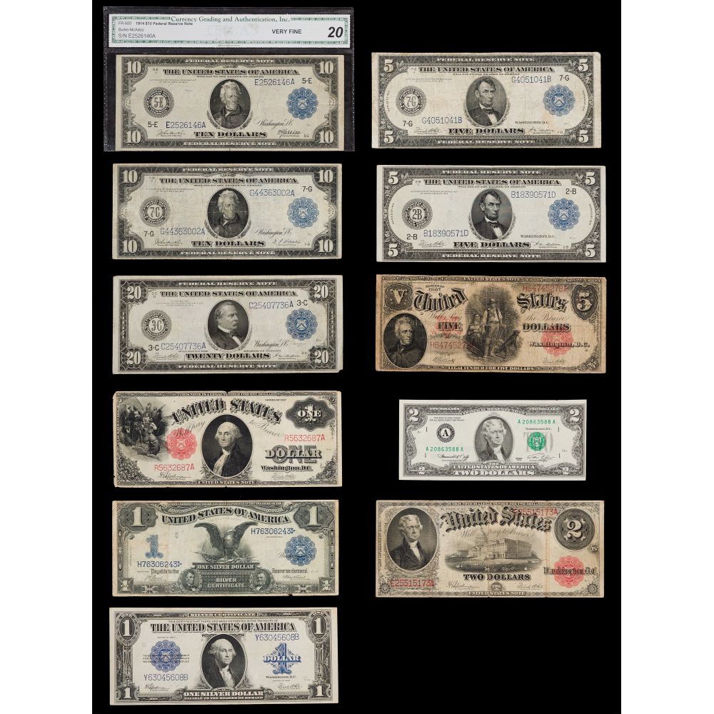 Appraisal: US CURRENCY ASSORTMENT items including a FRN FRN VF- CGA