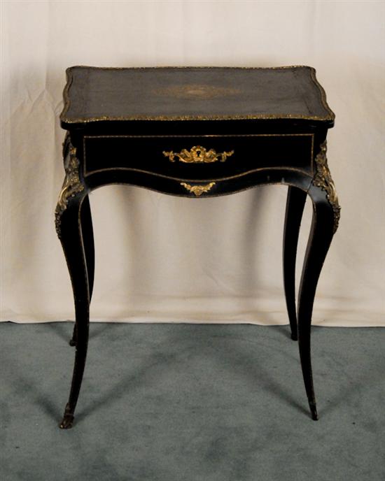 Appraisal: A th C Louis XV-style Work Table ebonized overall top