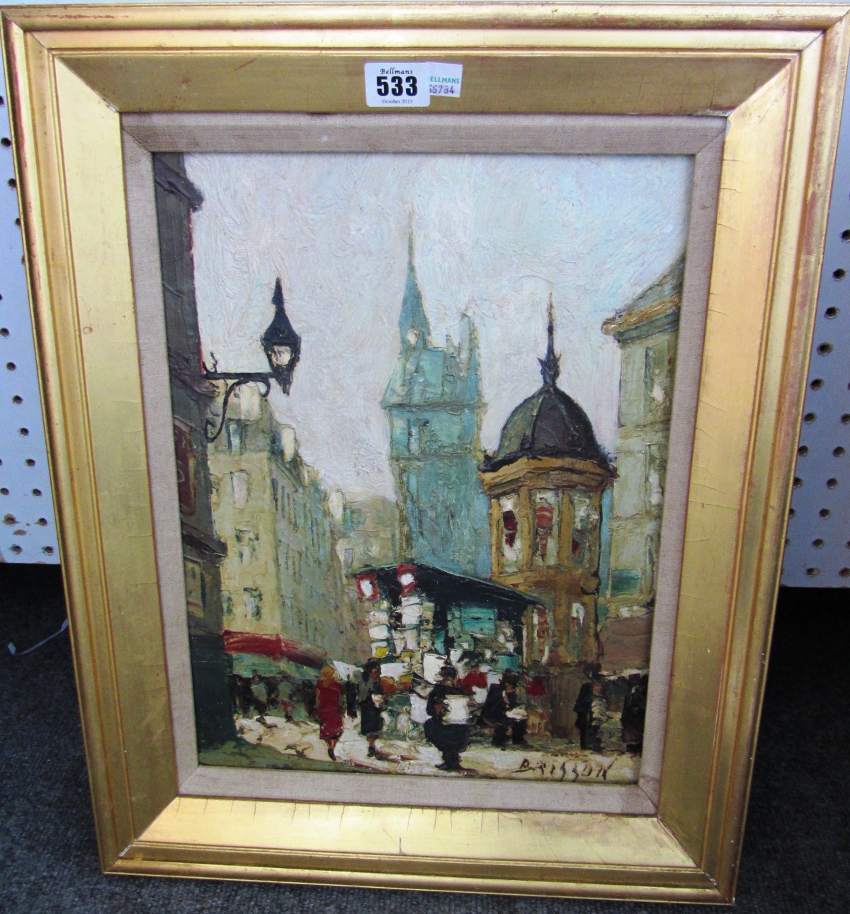 Appraisal: Marcel Brisson b Paris Street scene oil on canvas signed