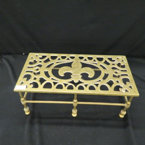 Appraisal: French Victorian Brass Fireplace WarmingStand fleur-de-lis decor x