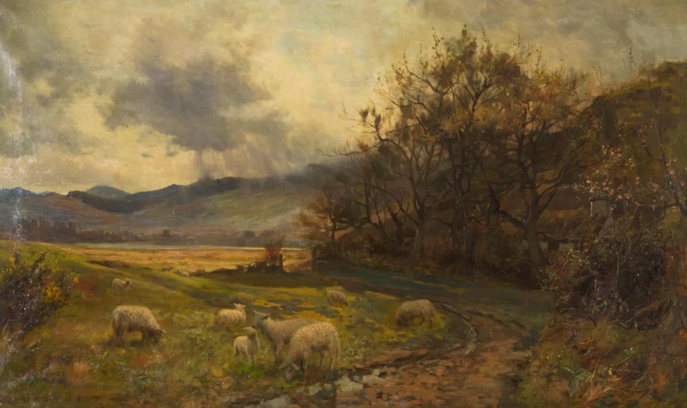 Appraisal: ARTHUR VETHERWOOD United Kingdom th century oil on canvas pastoral