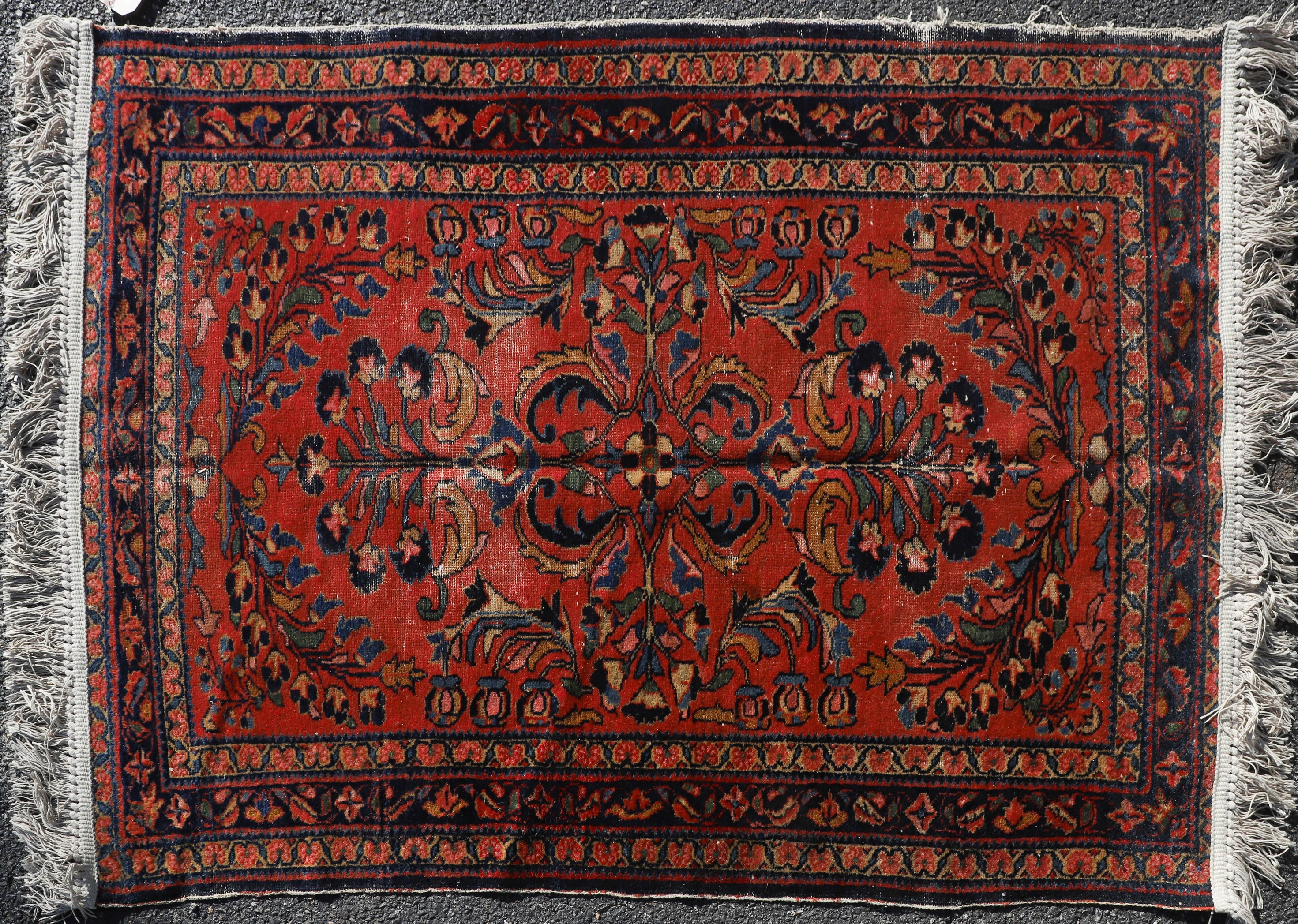 Appraisal: ' X ' Semi Antique Lilihan Rug wear frayed edges