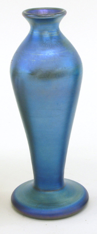 Appraisal: QUEZAL ART GLASS VASE The iridescent blue vase with amethyst