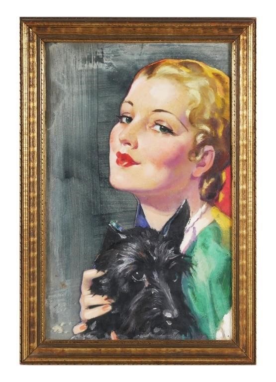 Appraisal: HOWARD CHANDLER CHRISTY OIL PORTRAIT ATTRIB Oil on mirror portrait