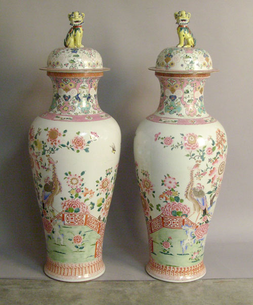 Appraisal: Pair of modern Chinese porcelain palace vases h