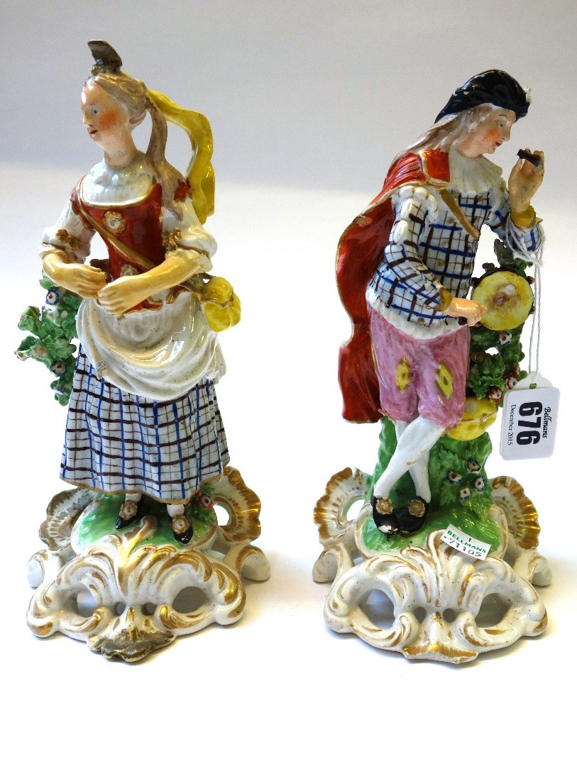 Appraisal: A pair of Derby porcelain figures of musicians circa modelled