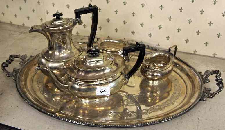 Appraisal: Silver Tray and Tea Set