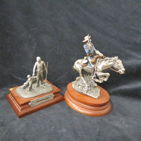 Appraisal: Chilmark Pewter Figurines The Farewell and cowboy on horseback tallest