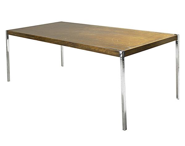 Appraisal: RICHARD SCHULTZ FOR KNOLL Walnut conference table with chrome trim