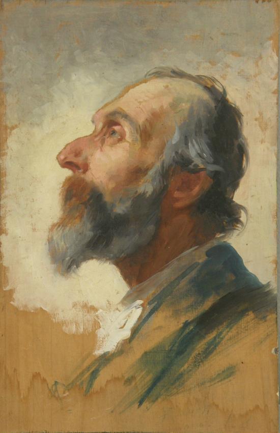 Appraisal: Portrait of a bearded gentleman shoulder length unsigned oil on