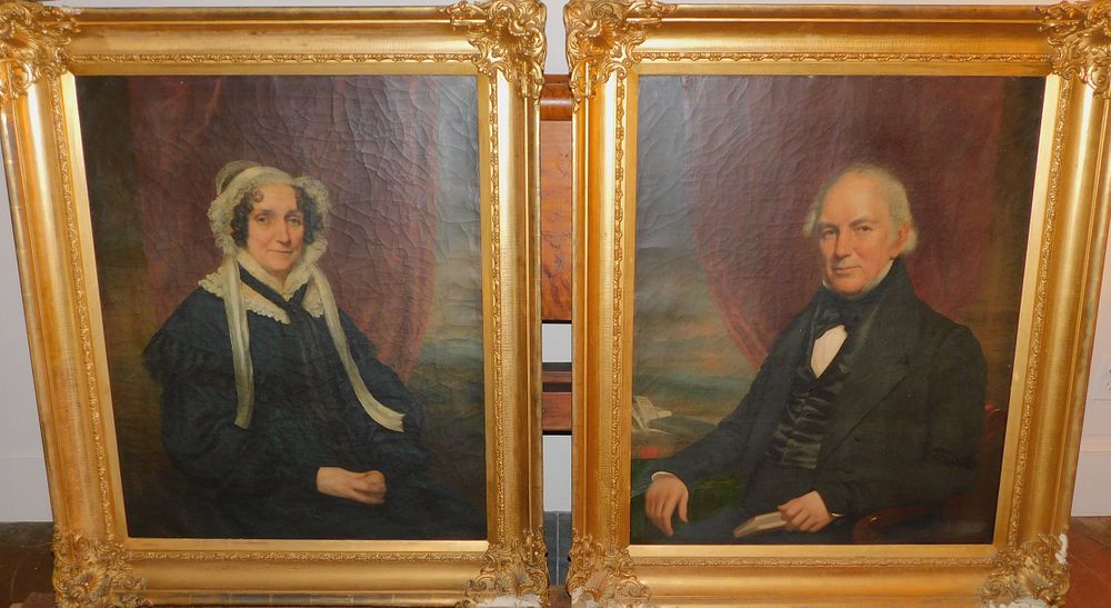 Appraisal: CA BRIDGHAM PORTRAITS BY WALDO JEWETT Pair of early th