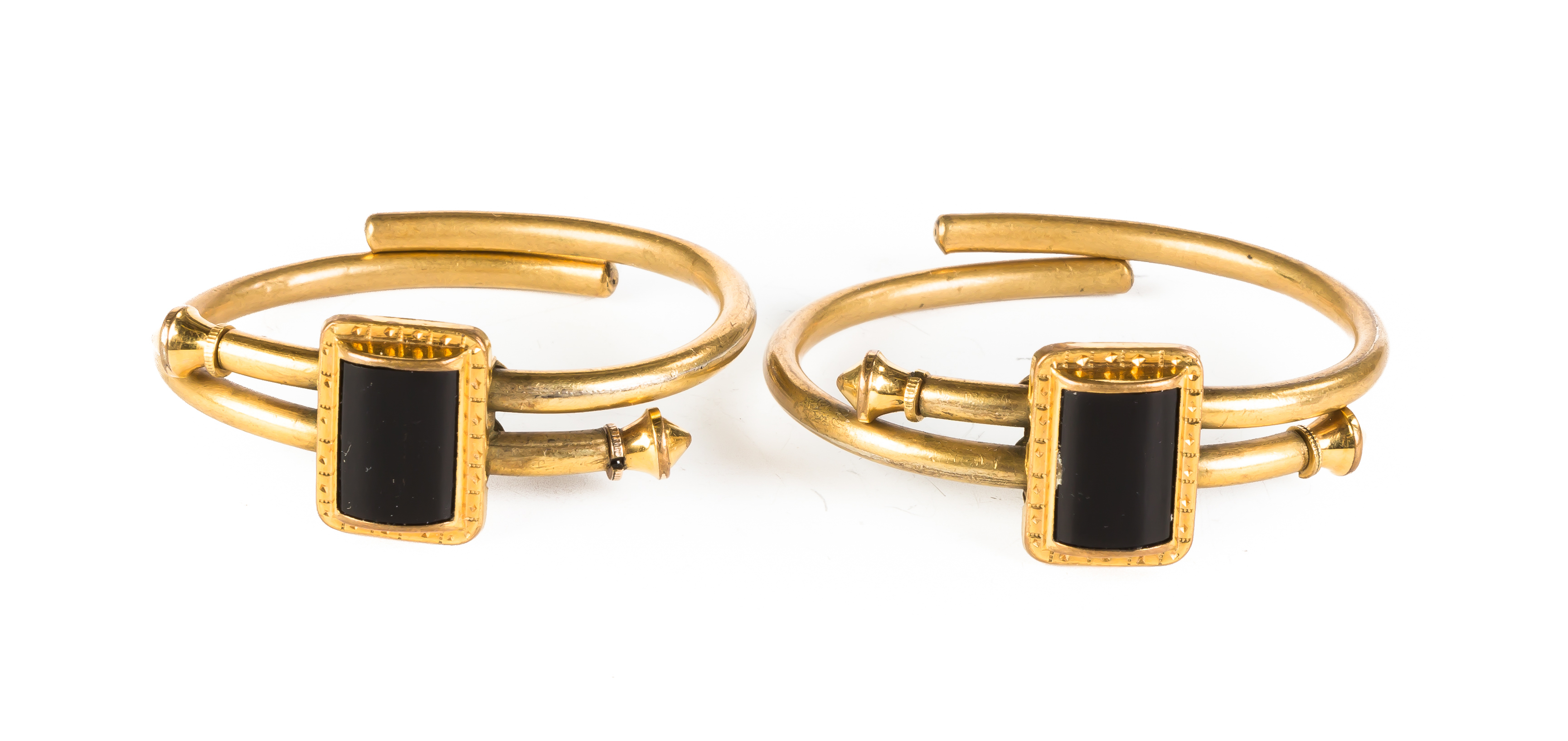 Appraisal: Vintage Victorian Gold and Onyx Marriage Bracelets