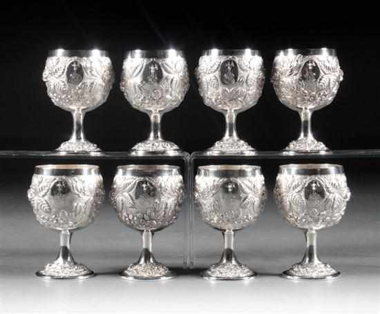 Appraisal: Eight assorted American repousse sterling silver goblets Schofield and Stieff