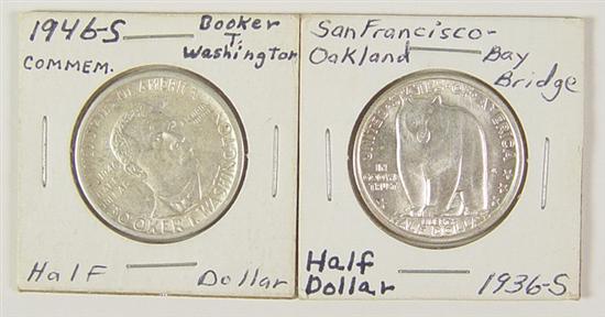 Appraisal: Two Silver Commemorative Half Dollars -S San Francisco-Oakland Bay Bridge