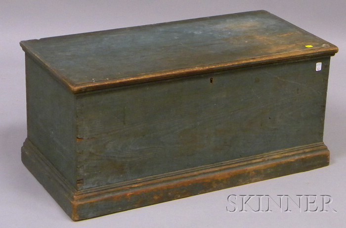 Appraisal: Blue-painted Pine Dovetail-constructed Storage Box ht lg in