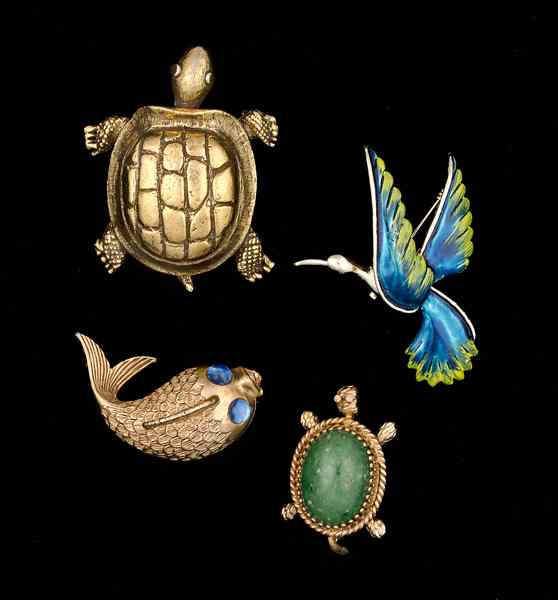 Appraisal: JJ Robert Unsigned Costume Jewelry Collection A JJ brooch an