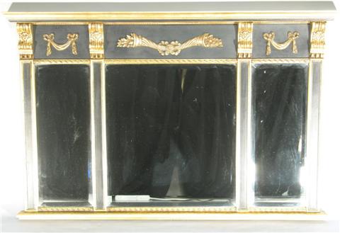 Appraisal: ITALIAN LA BARGE OVERMANTLE MIRROR The gold painted cornice over