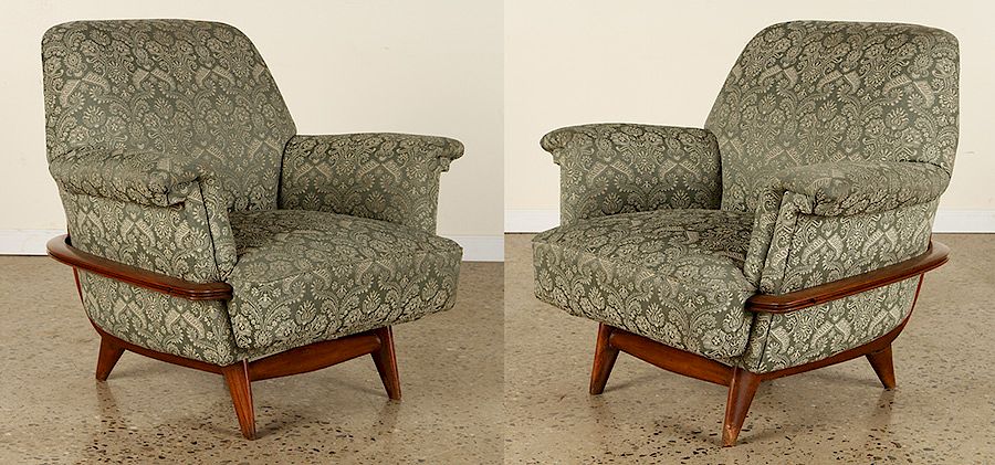 Appraisal: PAIR ITALIAN UPHOLSTERED CLUB CHAIRS CIRCA A pair of Italian