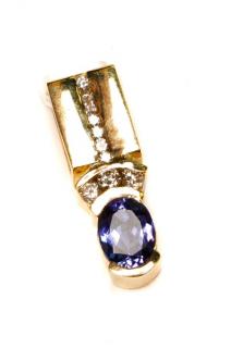 Appraisal: k Yellow Gold Tanzanite Diamond Pendant A k yellow gold