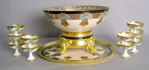 Appraisal: Limoges Art Nouveau punch set