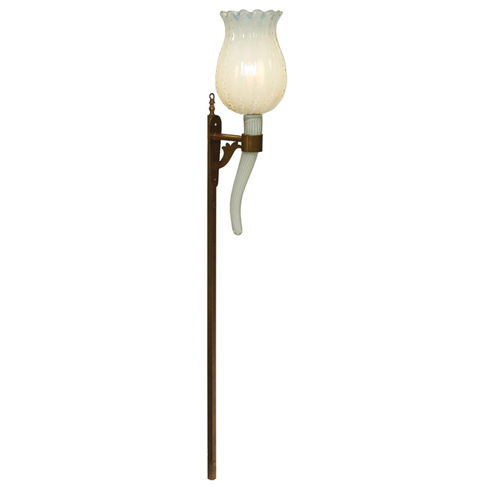 Appraisal: Murano glass wall sconce s Italy white glass shade with