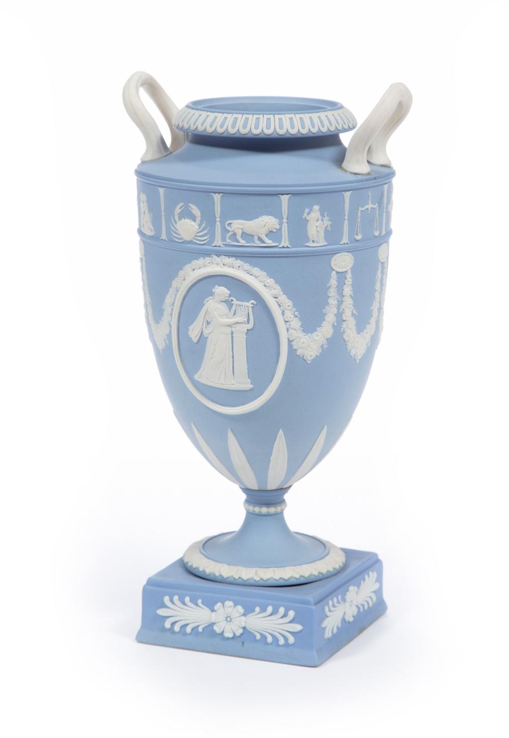 Appraisal: WEDGWOOD BLUE JASPERWARE URNWedgwood Blue Jasperware Urn impressed mark and