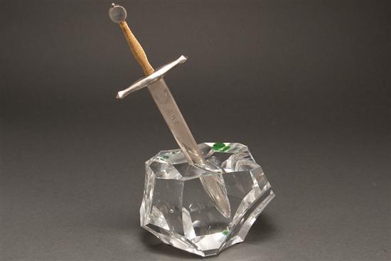 Appraisal: American silver gold and cut glass letter opener desk ornament