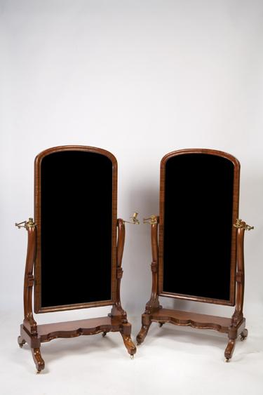 Appraisal: A PAIR OF EARLY VICTORIAN MAHOGANY FRAMED CHEVAL MIRRORS each