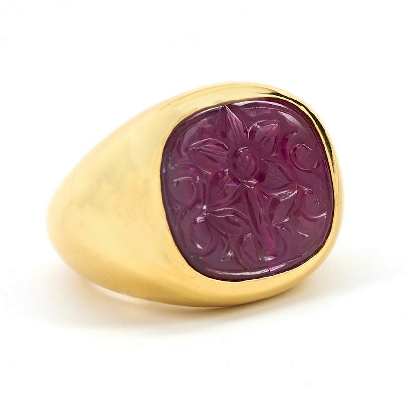 Appraisal: James Taffin Givenchy k Gold Rubellite Ring James Taffin de