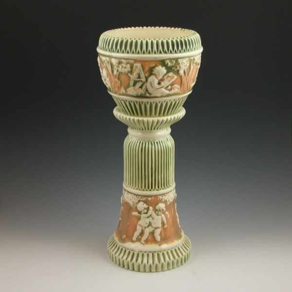 Appraisal: Roseville Donatello - '' jardiniere and pedestal Very uncommon in