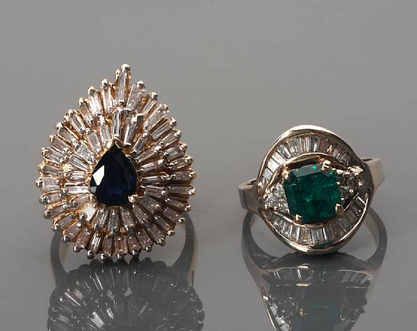 Appraisal: A collection of two gem-set diamond and k gold ballerina